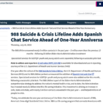 Spanish language support for the 988 Suicide & Crisis Lifeline