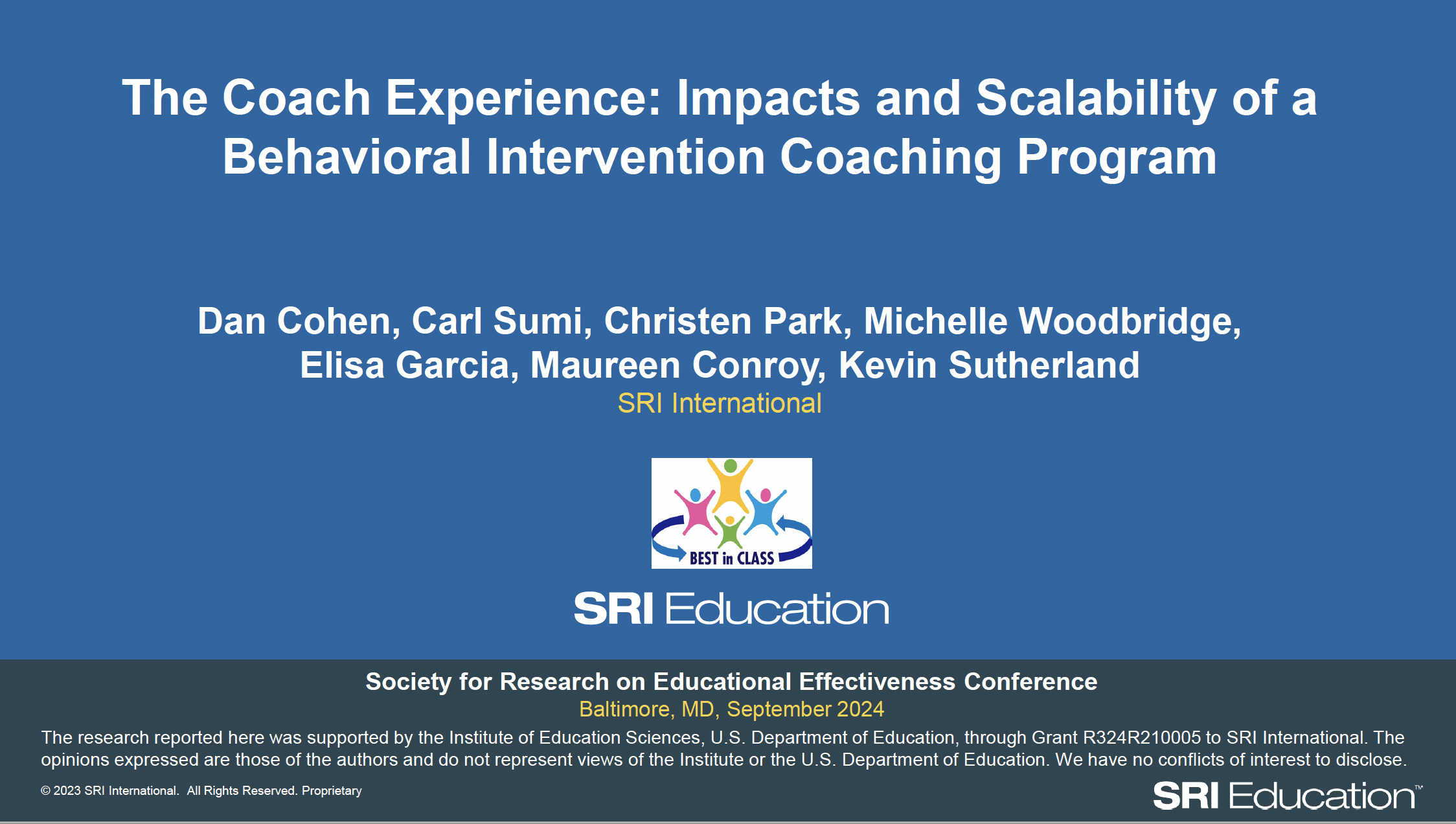 The Coach Experience: Impacts and Scalability of a Behavioral Intervention Coaching Program